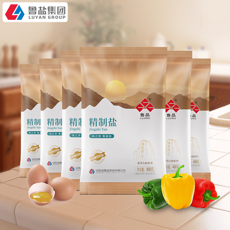 鲁晶(lujing)鲁晶精制盐含碘深井矿盐400g*6袋家庭普通加碘食用盐