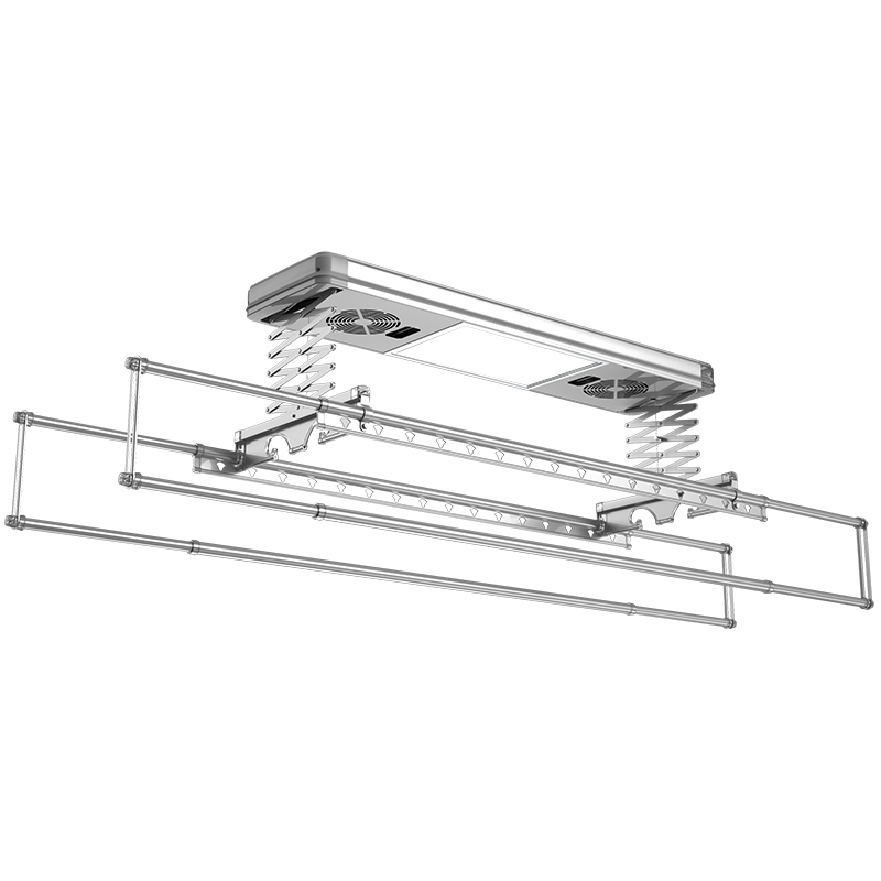 晾霸晾衣架LB01家用電動智能遙控折疊嵌入自動升降掛衣架伸縮桿曬被桿 典雅銀 消毒+風(fēng)干+LED大燈