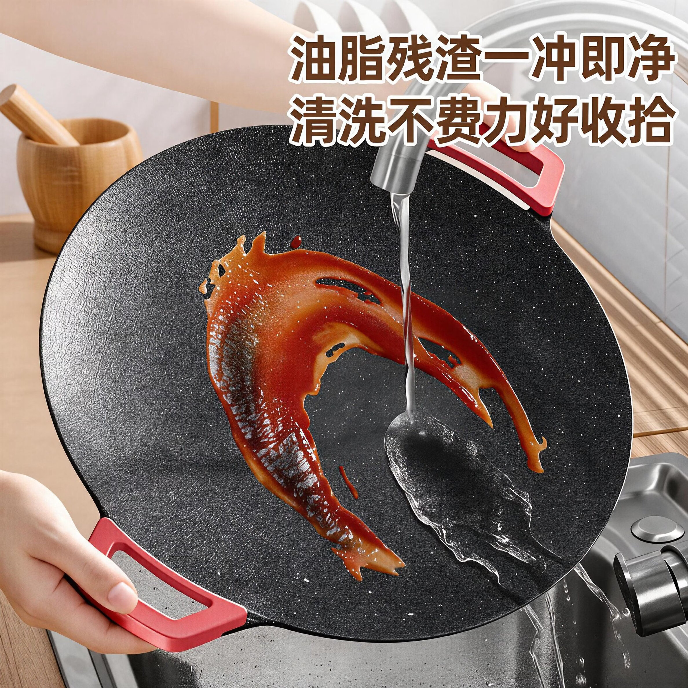OZAWABEAR电烤盘2026新款麦饭石不粘涂层烤肉盘家用多功能煎烤一体锅烤肉电烧烤炉大功率轻油少烟不粘烤肉机 小号电烤盘【40cm连把手尺寸】配礼包 1层