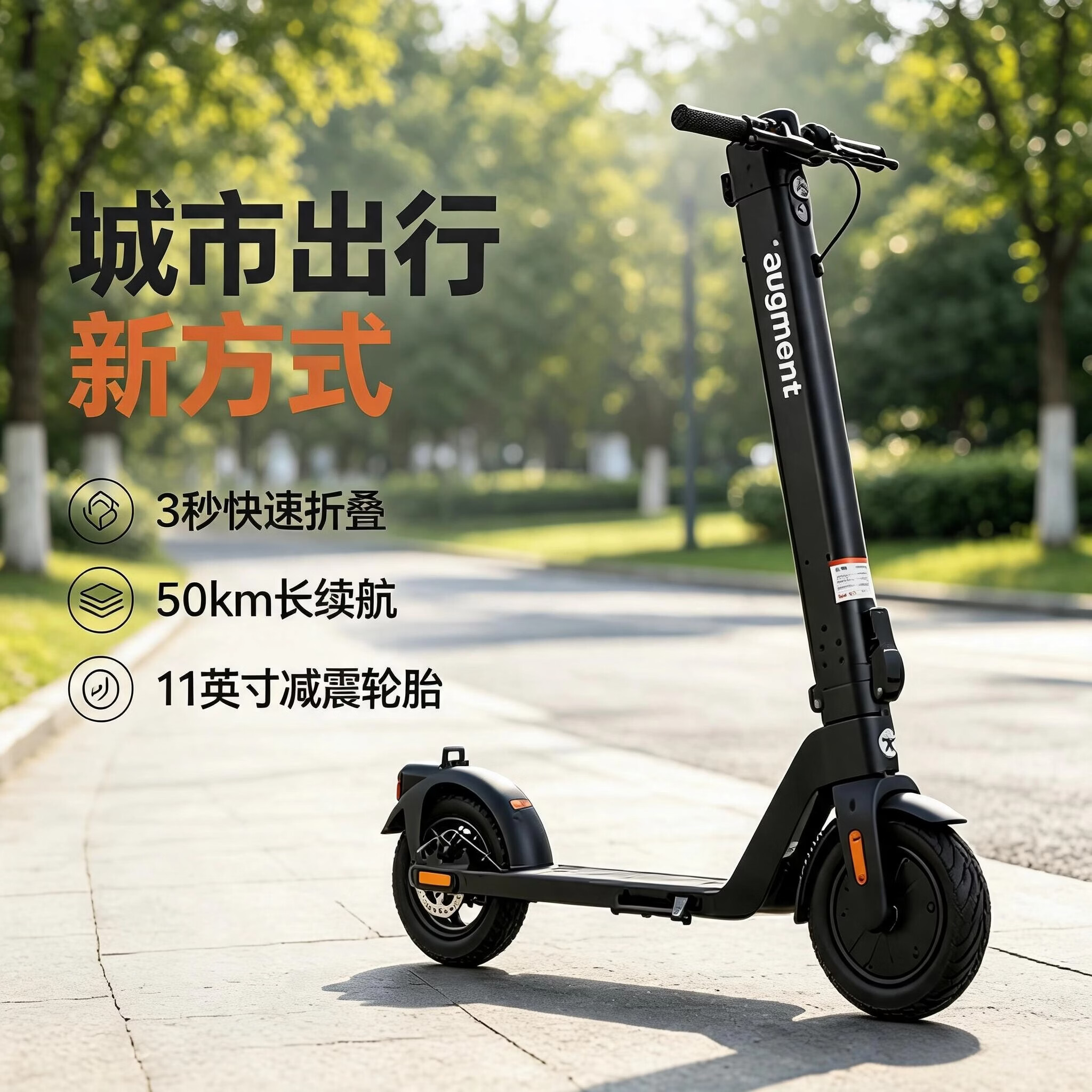 HX欢喜电动滑板车新款超长续航便携折叠两轮电动车通勤成人学生代步车锂电池11英寸减震轮胎情侣送礼 D01（续航50km-功率500w+单电池9.6Ah锂电池）