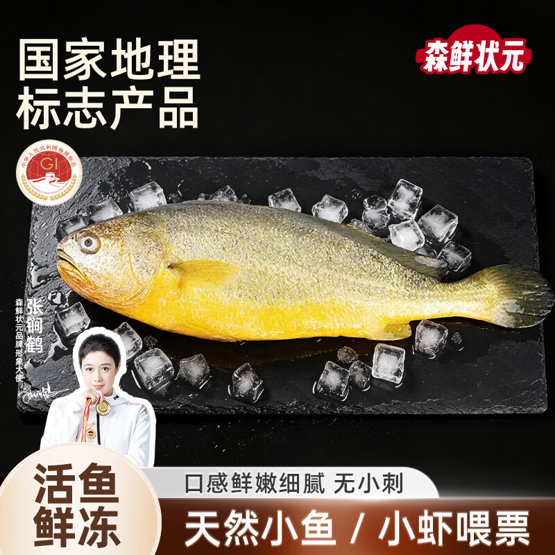 森鲜状元宁德地标海捕大黄鱼整条鲜冻黄花鱼新鲜深海鱼冷冻生鲜速冻水产鱼 4条装(共2斤~2.4斤)宁德黄鱼
