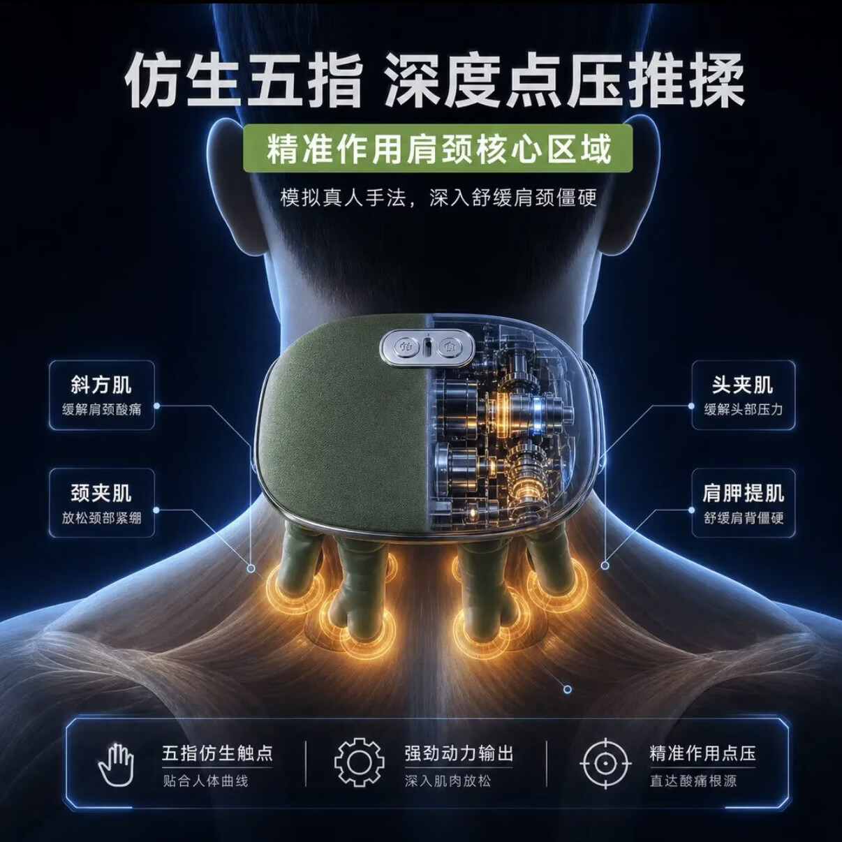 进口同源·德国品质·仿生大师手肩颈按摩仪颈椎按摩器斜方肌颈部腿肚子按摩器礼物按摩器神器腰带 顶配款:仿生手+红光热敷+超精准