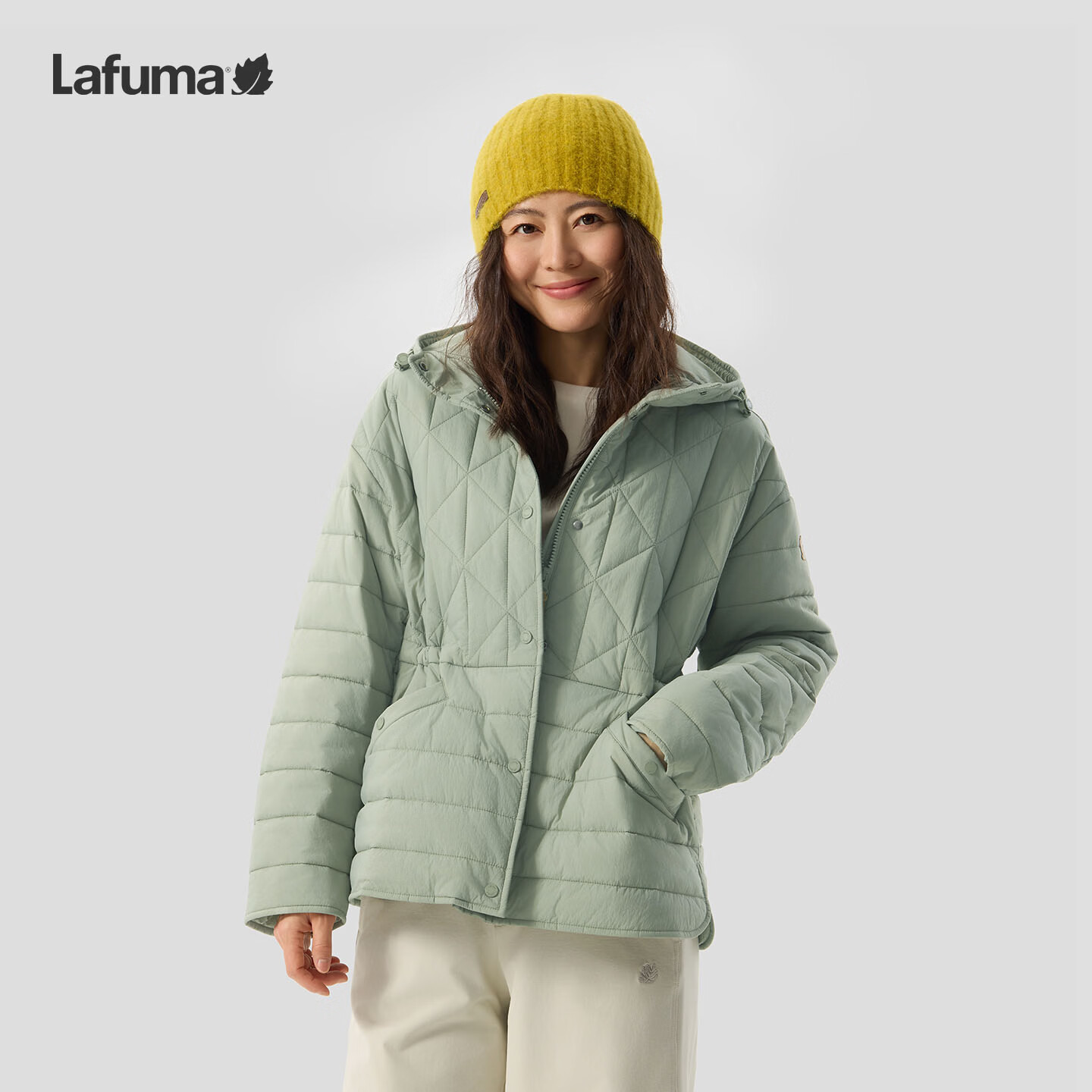 LAFUMA乐飞叶户外宽松时尚连帽棉服女3M新雪丽棉轻量保暖棉衣LFJU6CM60 ST-石绿色 L (40)170/88A