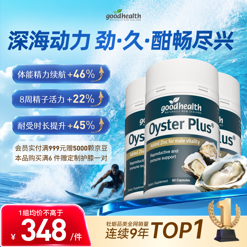 好健康goodhealth牡蛎精60粒*3瓶 生蚝精氨酸补肾壮阳促睾酮延时成人用