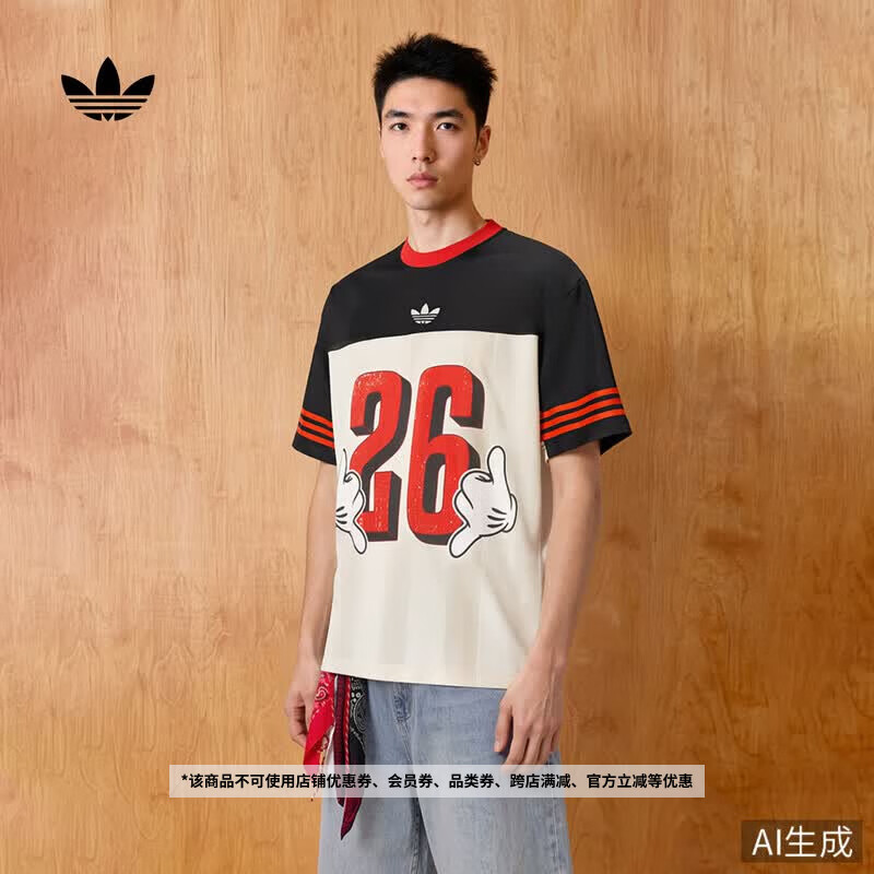 adidas DISNEY迪士尼联名运动短袖T恤男女夏季新款阿迪达斯三叶草 黑色/奇妙白（推荐女生选小一码)   XS  