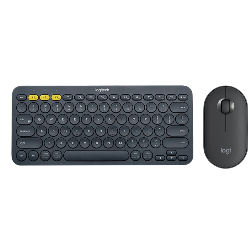 罗技（Logitech）K380无线蓝牙键盘鼠标套装苹果键盘多设备轻薄蓝牙鹅卵石键鼠套装 K380键盘+Pebble鼠标黑色