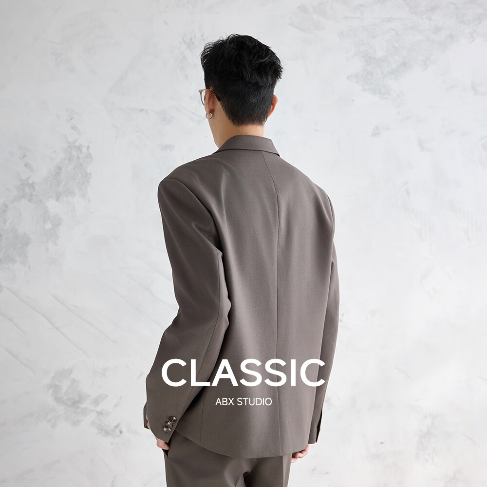 a.b.x【不易皱羊毛混纺面料】春秋季平驳领一粒扣直摆休闲小西装 男款
黑色 2XL