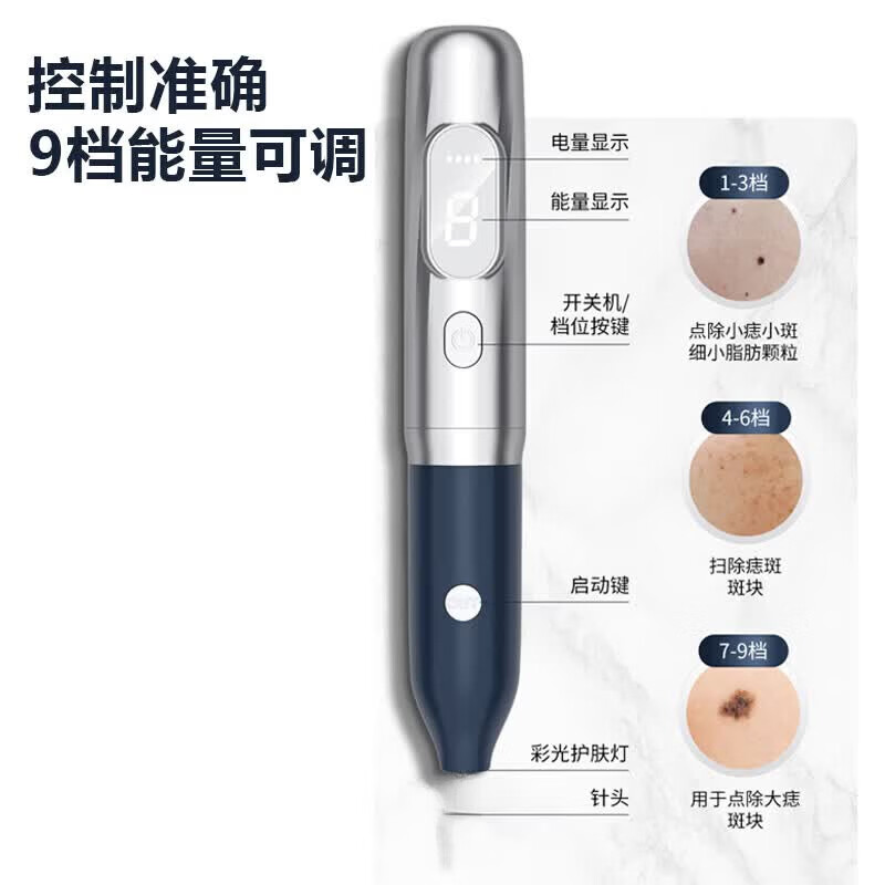 RASW德国【无痛无疤丨精准点涂】点痣笔美容院专用无痛不留疤扫斑点痣激光笔扁平疣仪器点斑消痣小白用 蓝色【强效款】电离子碳化丨无痛不留疤 【红蓝光护肤丨芯片升级丨超长续航】