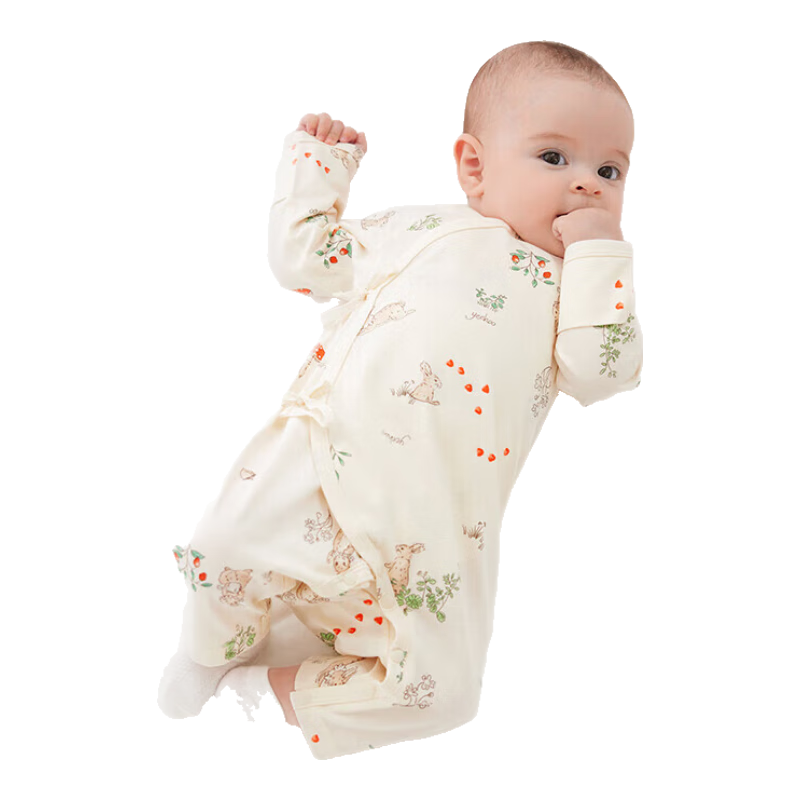 英氏（YEEHOO）婴儿衣服新生儿衣服婴儿初生连体衣5A抗菌乳木果润肤衣