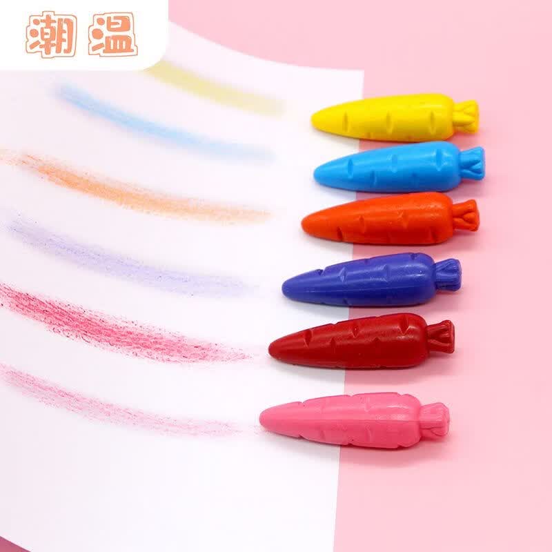 CRHMMFLF萝卜造型蜡笔不脏手可水洗幼儿园儿童油画棒画笔塑料腊笔 萝卜造型蜡笔【12色】