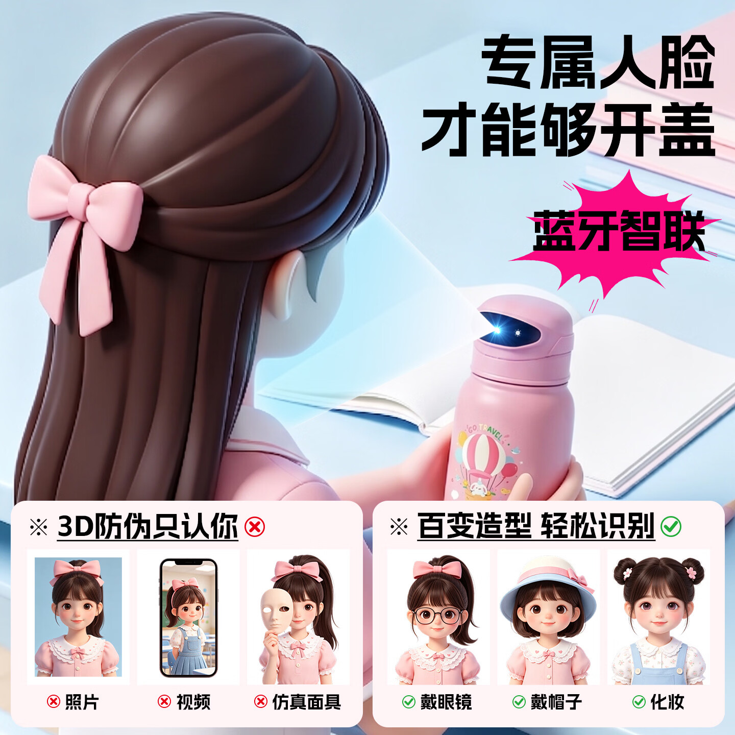 GULUGOO GULUGOO新款人脸解锁大容量高颜值智能蓝牙吸管保温智能水杯 皎月白-550ml