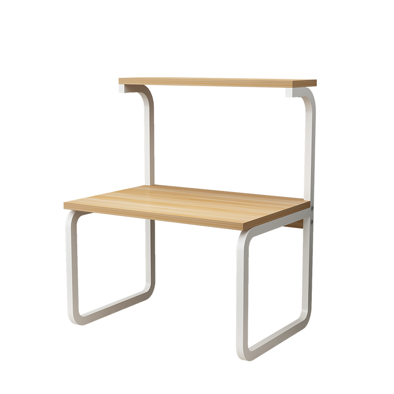 帅力 置物架 钢木简约桌上微波炉置物架厨房台上式收纳层架 60*40*74cm浅胡桃色三层SL8154Z