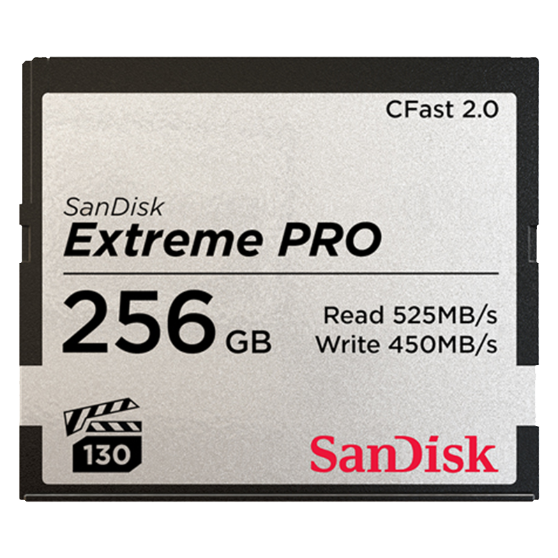 闪迪（SanDisk）256GB CFast 2.0存储卡 VPG-130 4K 至尊超极速版单反相机内存卡 读速525MB/s 写速450MB/s