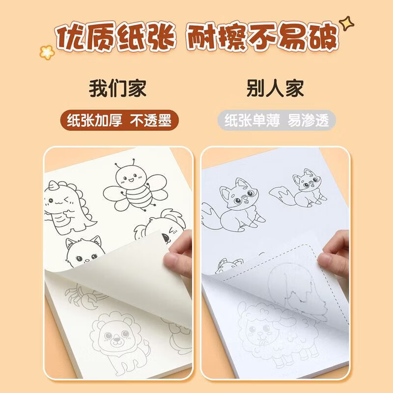 CRHMMFLF幼儿园入门画画描绘本儿童临摹简笔画册小学生素描绘画描摹涂色本 套装【入门全套4本+铅笔套装】 儿童简笔画入门绘画册【每本72页】