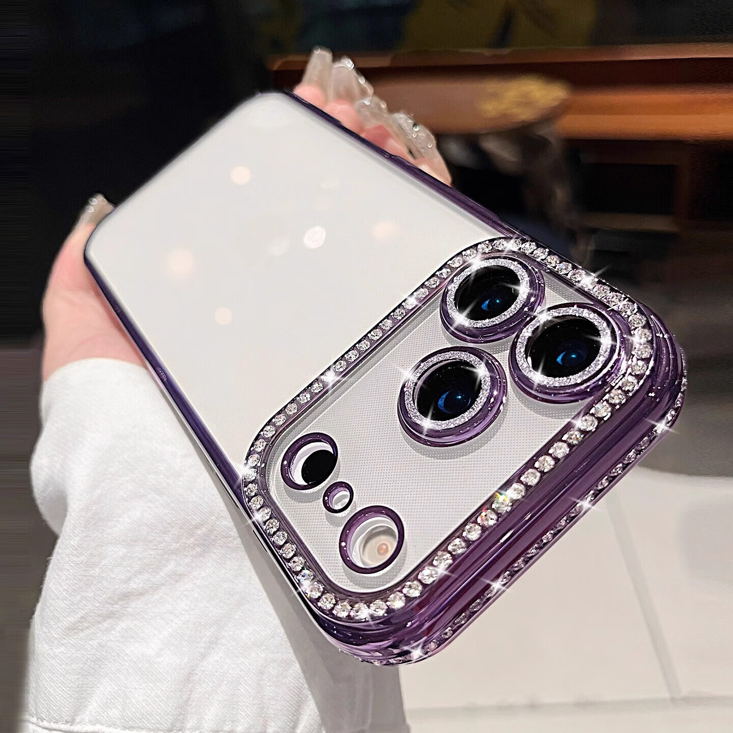 奢华水钻适用苹果17promax手机壳iPhone17pro新款带镜头膜16透明高级感15全包防摔14硅胶软13女12 【太空银】奢华闪钻镶边-带镜头膜-高透背板 iPhone 13 Pro