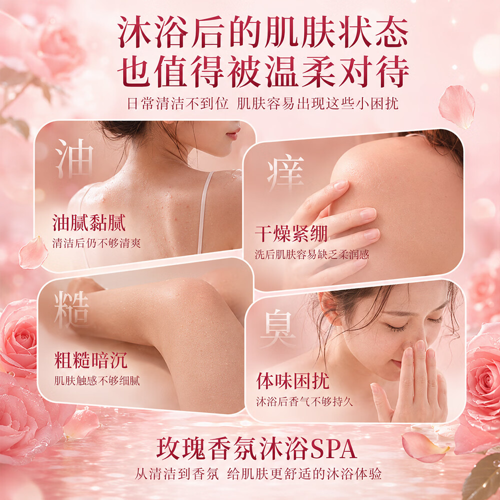 玛黎思红玫瑰香氛沐浴持久留香香水清洁洗澡补水保湿滋润男女水润沐浴乳 红玫瑰香氛沐浴露800ml×2瓶