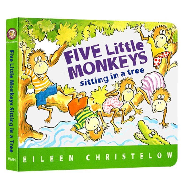 进口英文原版绘本 五只小猴子系列 five little monkeys sitting in a