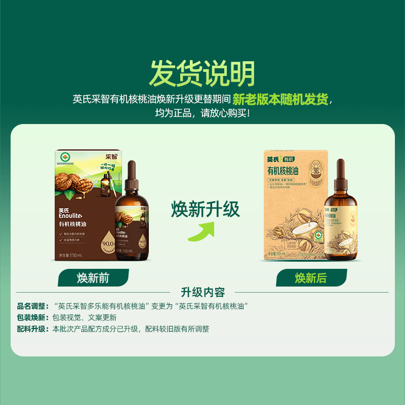 英氏采智有机核桃牛油果亚麻籽油儿童热炒凉拌食用油组合油 【第一口佐餐油】核桃油110ml