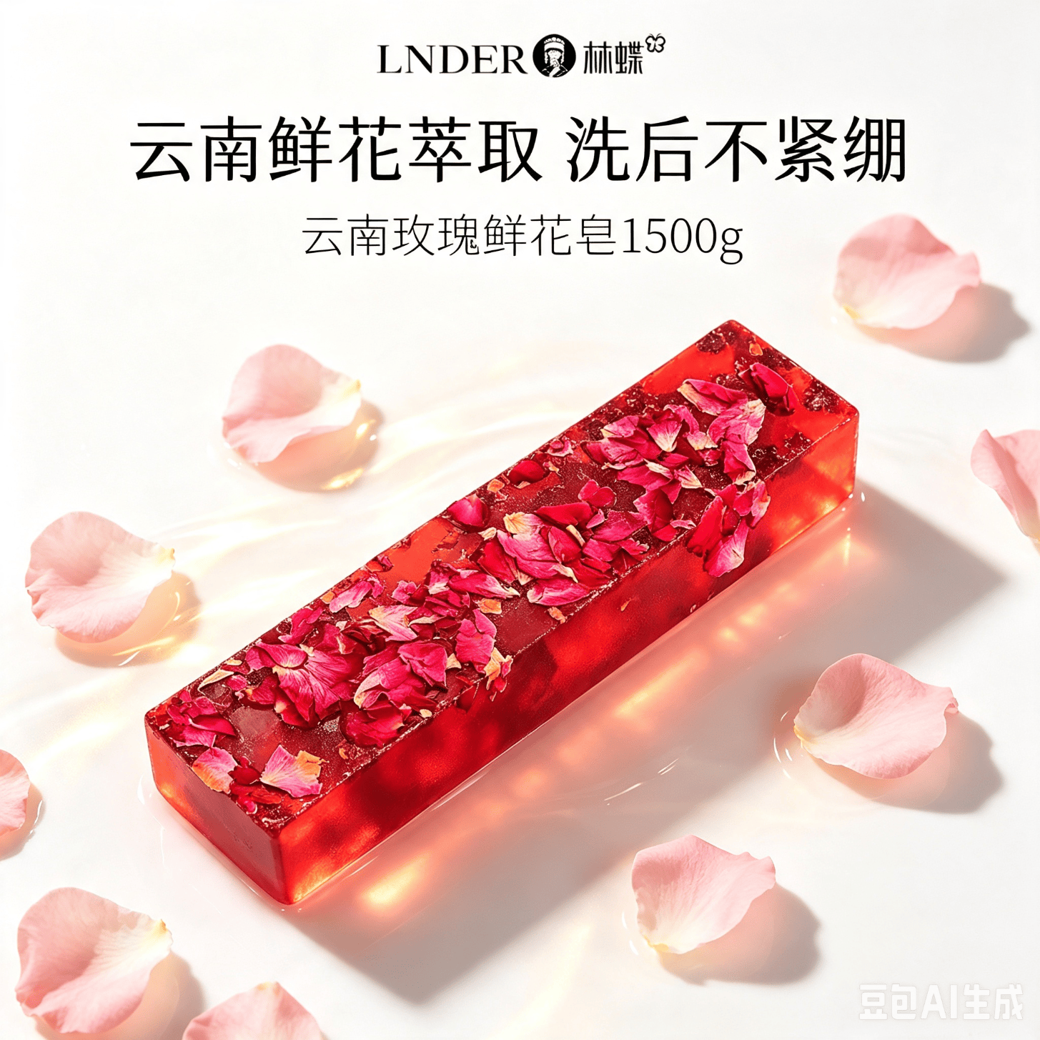 林蝶云南鲜花精油手工香皂官方正品洁面沐浴双用温和清洁洗脸洗澡肥皂 玫瑰精油皂1500g家庭装