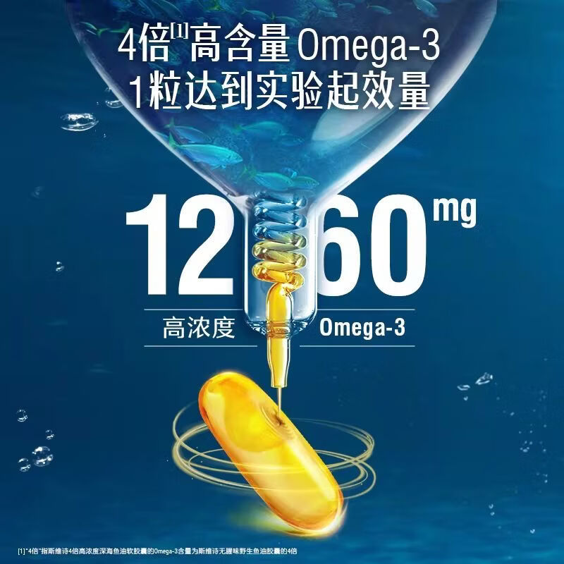 Swisse斯维斯深海鱼油4倍鱼油学生补脑中老年成人dha高浓度软胶囊 【优选】4倍鱼油1800mg 120粒*2瓶