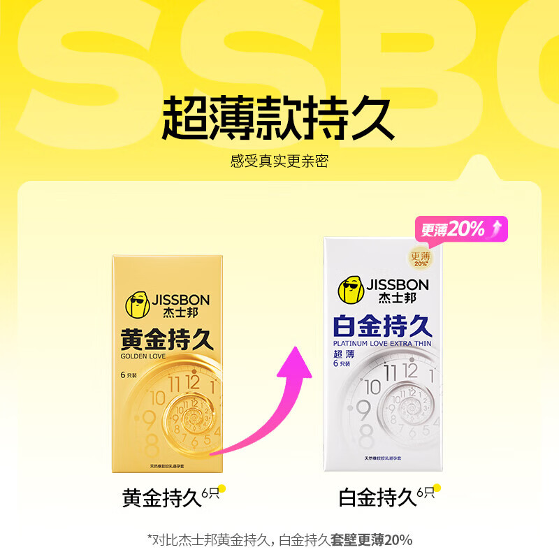杰士邦超凡持久003超薄延时避孕套安全套黄金持久液男专用防敏感套byt 【裸入更薄20%-纯10只】白金持久超薄组