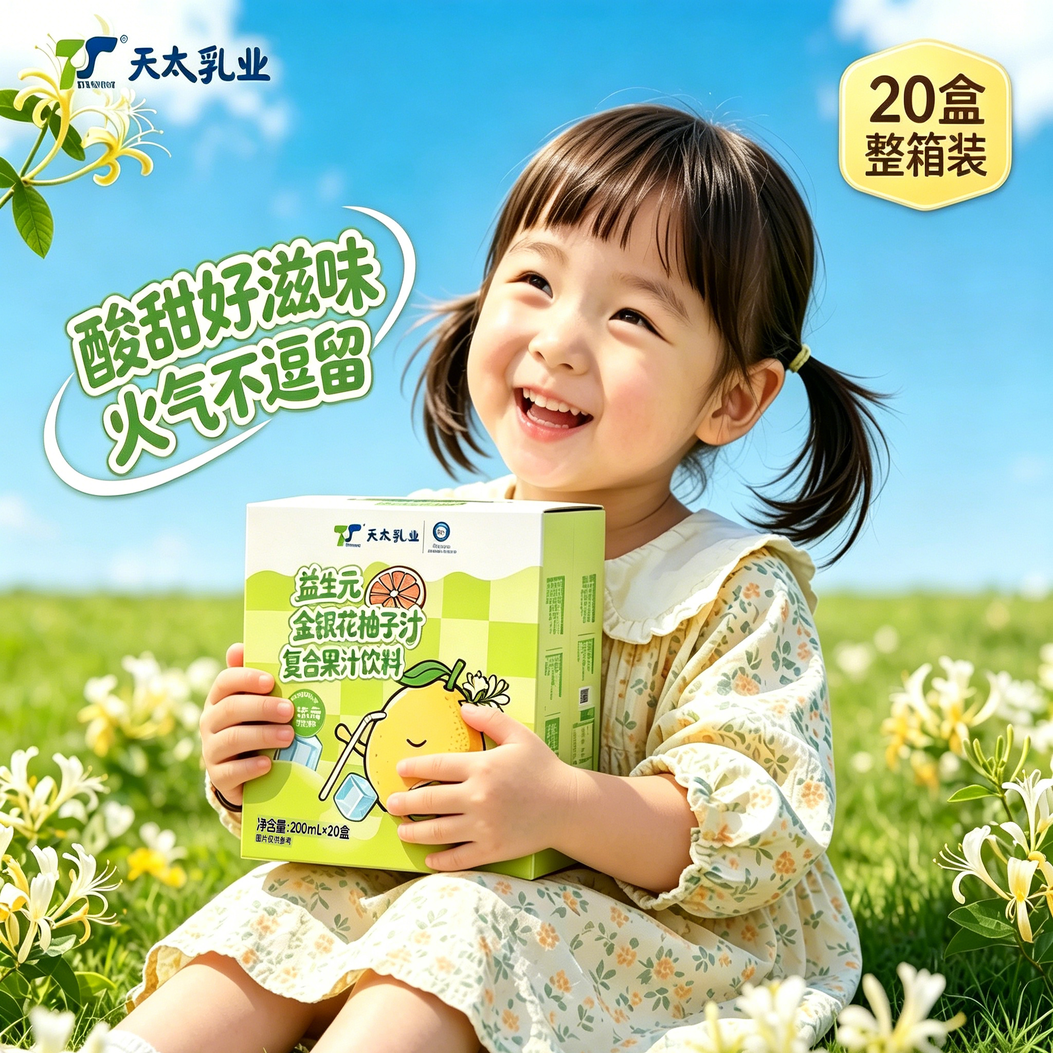 天太乳业天太金银花柚子汁/草莓汁饮料200ml*6盒复合果汁饮料户外饮料 草莓汁250ml*6盒