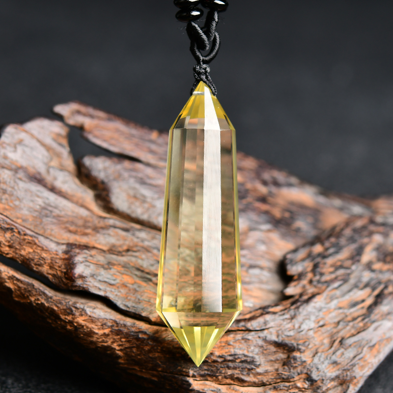 慈灵阁黄水晶灵摆吊坠原创天使之泪双尖原石项链挂件男女护身符饰品