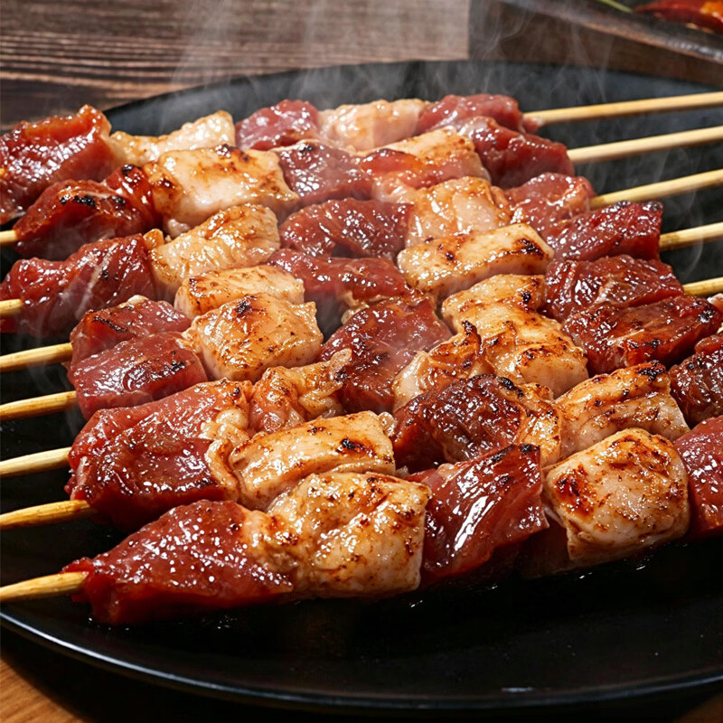 穆香源牛羊肉串300g/袋露营烧烤免腌食材小吃半成品清真冷冻生鲜BBQ食材 【到手100串】羊肉串*80串+牛肉串*20串