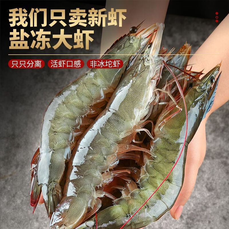 青岛盐冻大虾特大号虾子大虾鲜活批发一箱冷冻新鲜基围虾对虾 整箱4斤【1盒装】 净重3斤18cm-22cm左右