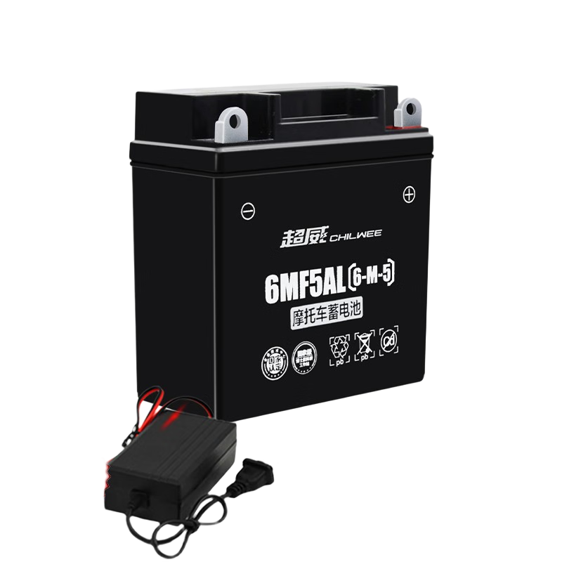 超威（CHILWEE）摩托車(chē)電瓶12V免維護125踏板車(chē)7A彎梁車(chē)助力通用9A干蓄電池5A 超威經(jīng)典6MF5AL配充電器