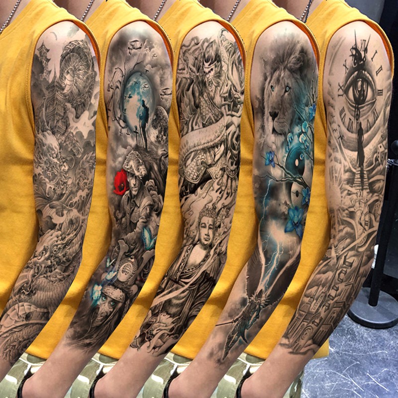 哦嘻啦5张全臂4张花臂女防水大图半满臂整臂纹身贴纸男汁草本刺青贴