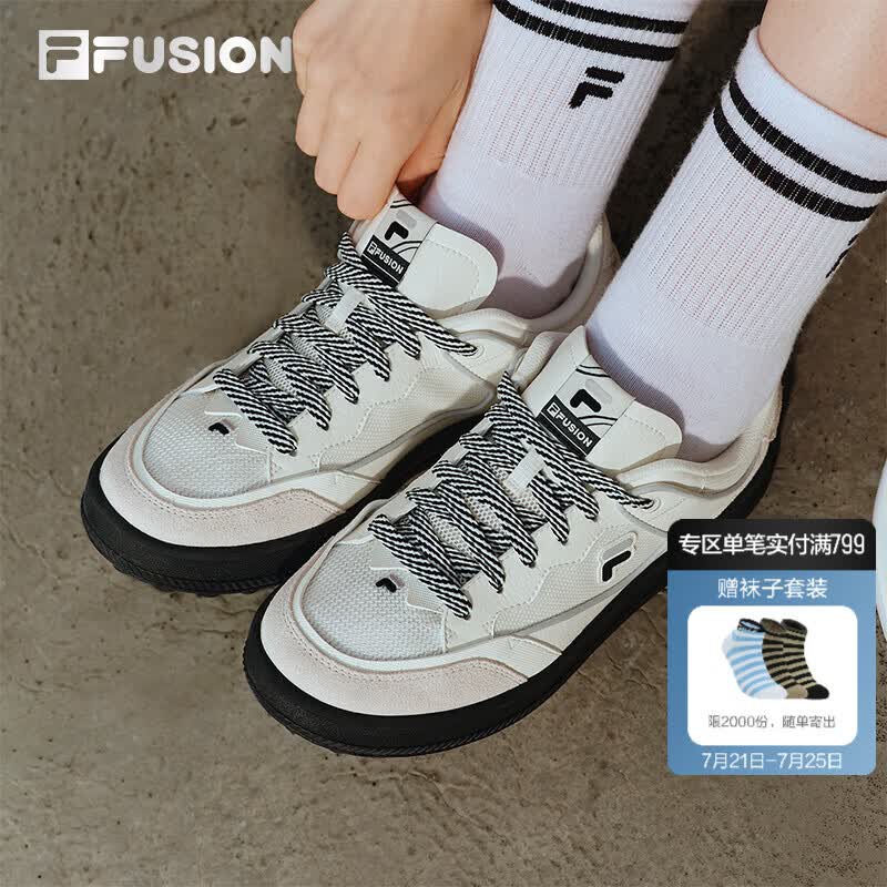 FILA FUSION斐乐潮牌田曦薇同款飞逸鞋女鞋休闲板鞋2026年新款运动鞋 雪白/黑-SC 36.5