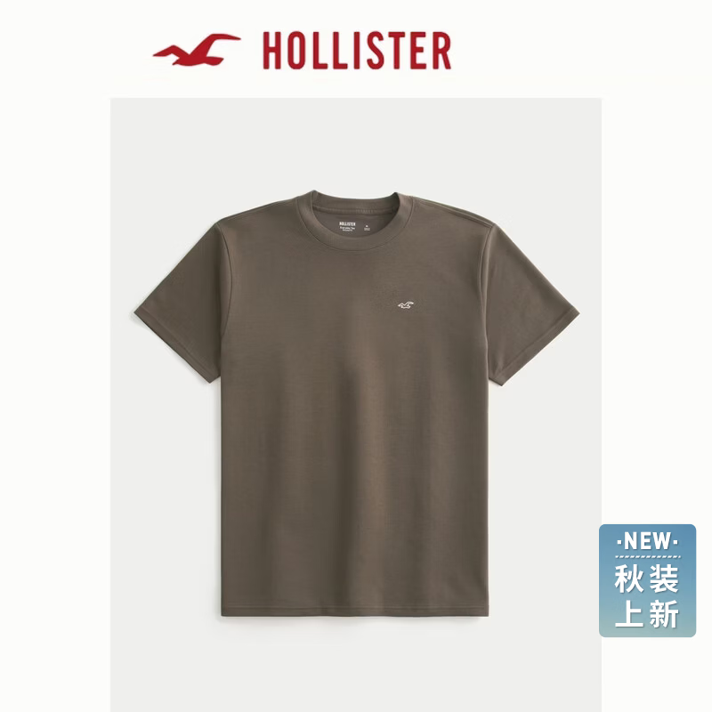 HOLLISTER小海鸥图案美式基础款短袖T恤26夏秋新款男装324-6340 棕色 S (175/92A)