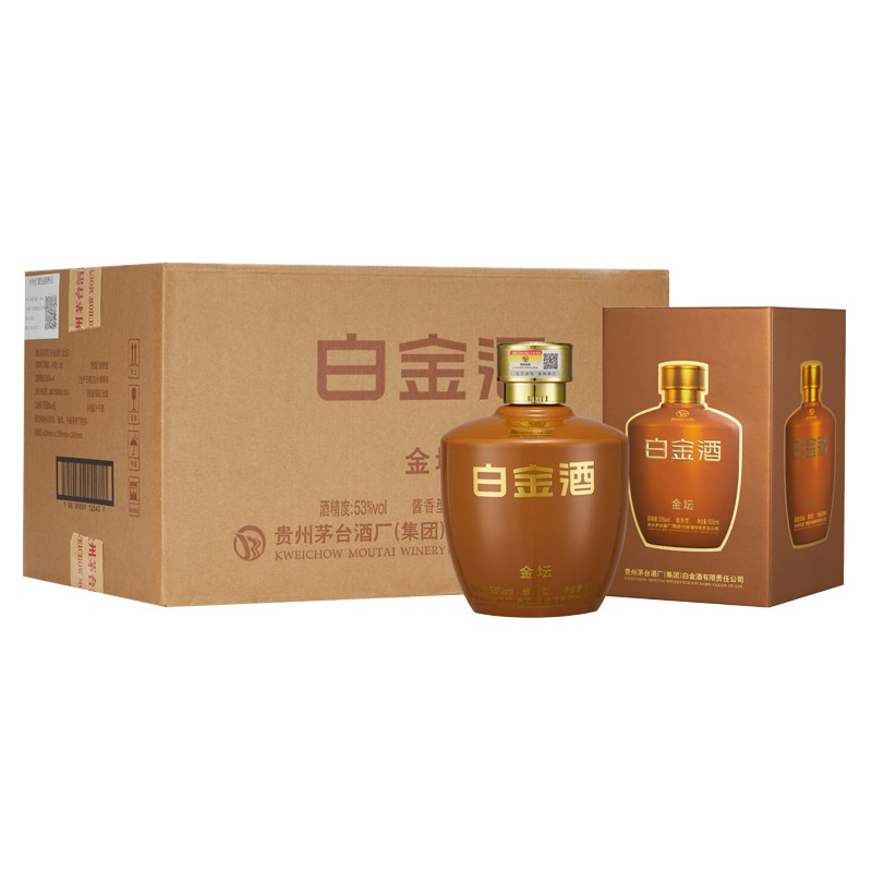 贵州 白金酒 金坛 酱香型白酒 53度 500ml*6盒 整箱装