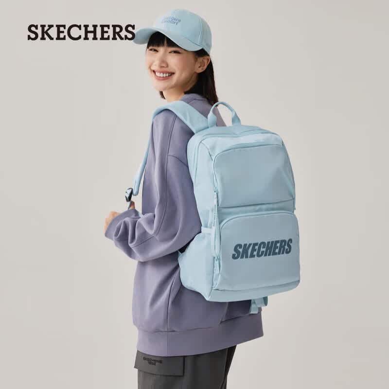 斯凯奇（Skechers）双肩包男女简约双肩背包电脑包运动休闲包 L320U196 婴儿浅蓝/022G 99