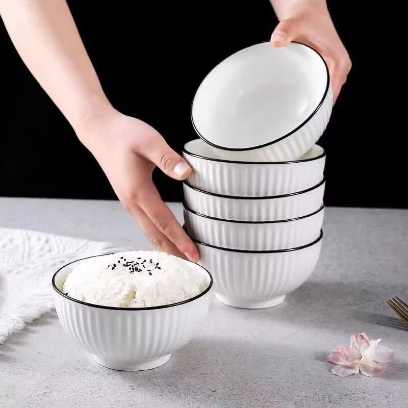 邯宝轻奢陶瓷餐具套装 碗盘组合家用乔迁送礼 4.5英寸饭碗山田烧竖纹【10个】