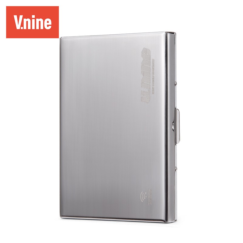 第九城(V.NINE) 卡包金属防盗刷NFC防消磁卡套大容量超薄银行卡防读取卡盒 银色