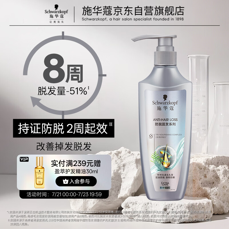 施华蔻（Schwarzkopf）防脱固发护根控油柔顺洗发水600ml(无硅油 蓬松 防掉发 男女)