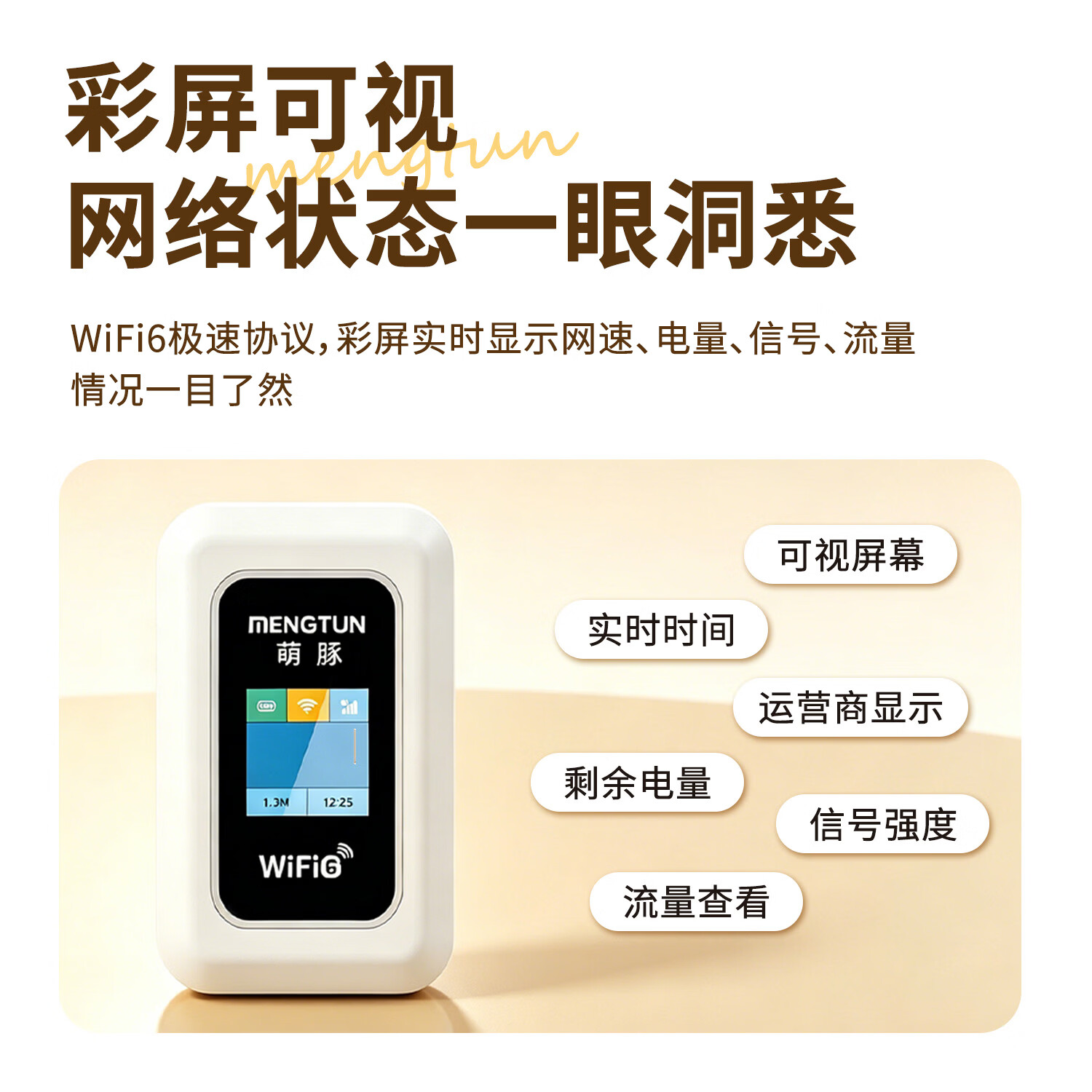 萌豚移动随身wifi2026新款免插卡随身移动wifi全国通用(含新疆)双网切换无线随身wifi6车载4G路由器 【按量计费】0.22元/GB+自由充值 赠运费险+7天试用+45G免费流量