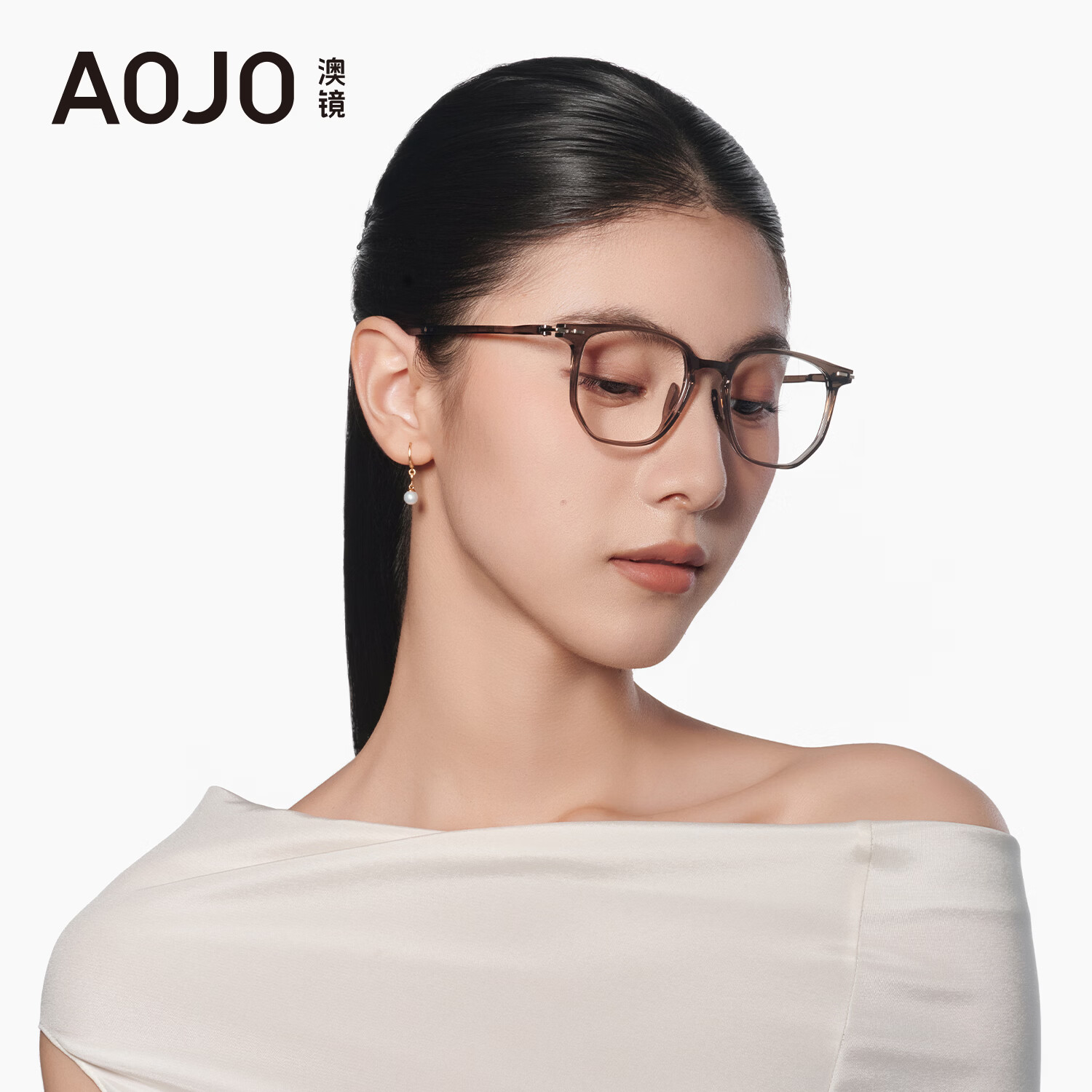 aojo眼镜框氢气系列黑框眼镜专业可配防蓝光度数近视眼镜男女FK126 C1黑色 PPSU材质-10g 单镜框