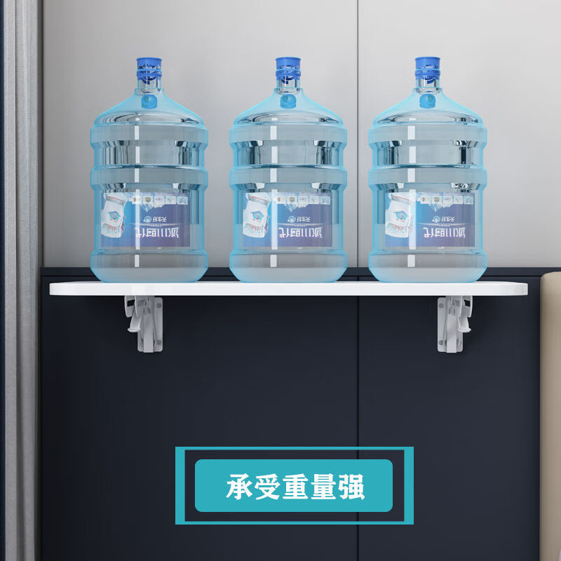 忆思减墙上可折叠置物架免打孔一字隔板厨房壁挂式多功能吃饭家用小餐桌 折叠支架+100*40CM白色板