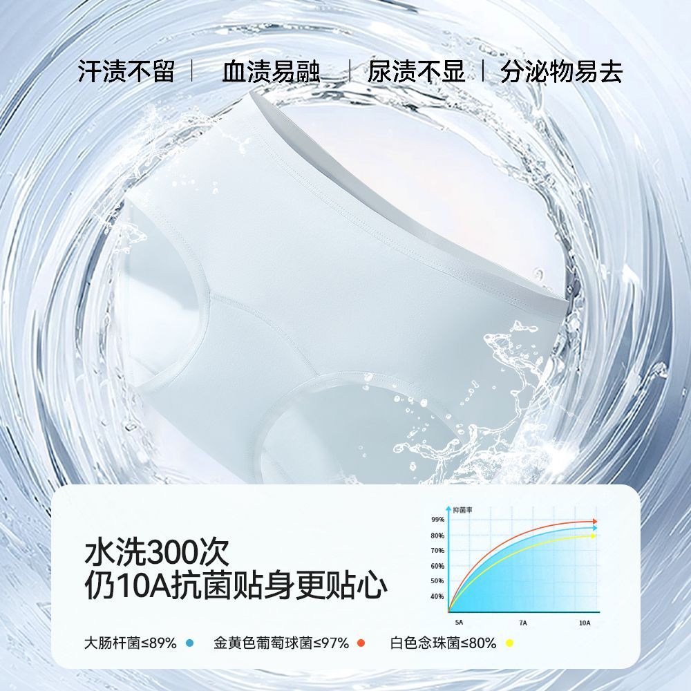 内茵（NEIYIN）2026纯棉内裤女10a级抗菌2026新款棉无痕中腰女生三角裤新疆棉 蓝色+浅绿+浅杏 L 推荐（95-115斤）