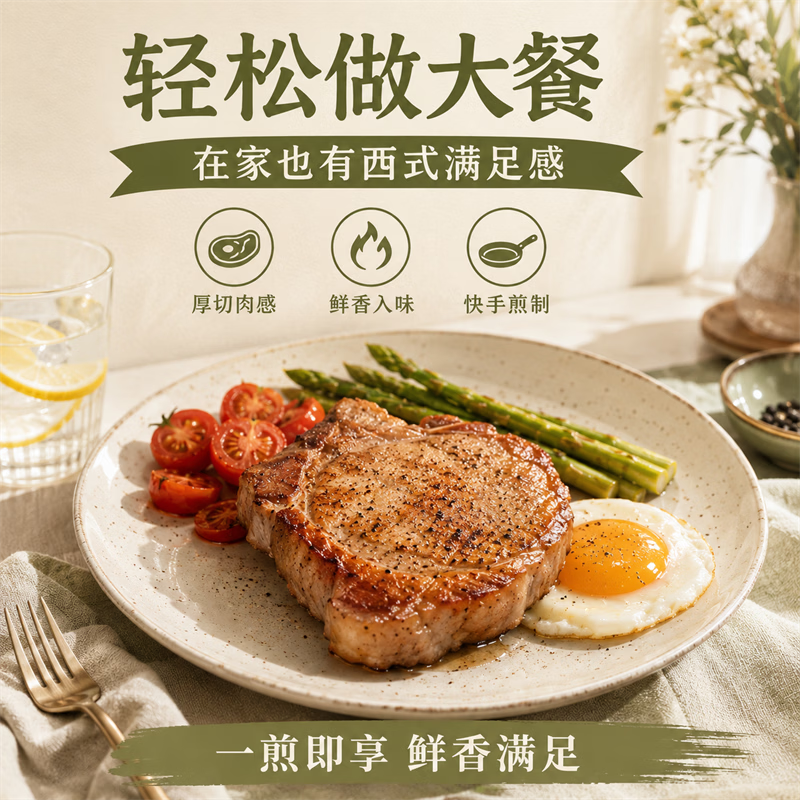 顶诺橄榄油轻调黑椒猪排半成品带骨大排猪扒空气炸锅食材商用 橄榄油黑椒猪排100g*10