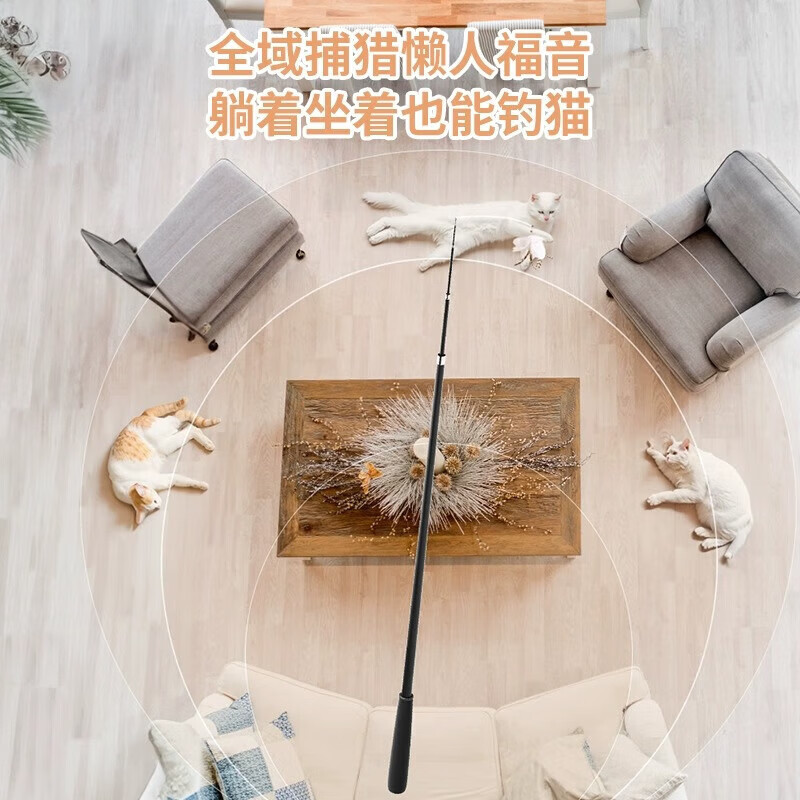 【精选厂家】逗猫棒长杆可伸缩猫咪的玩具羽毛超长自嗨幼猫钓鱼竿 伸缩逗猫棒-长款1.8m-一个装(