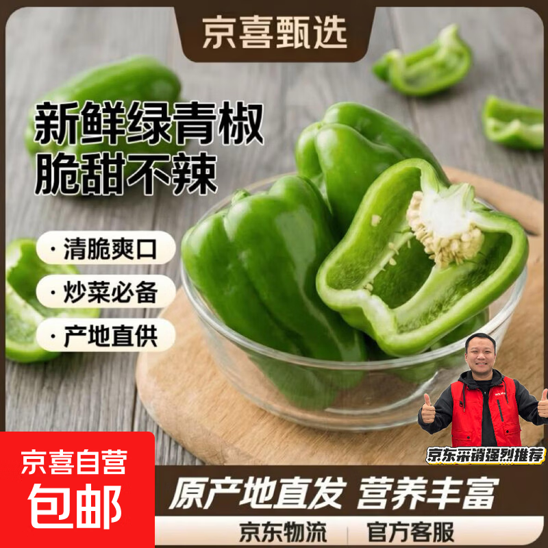 新鲜青椒菜椒圆椒水果椒现摘现发京东快递 山东精品菜椒2斤净重