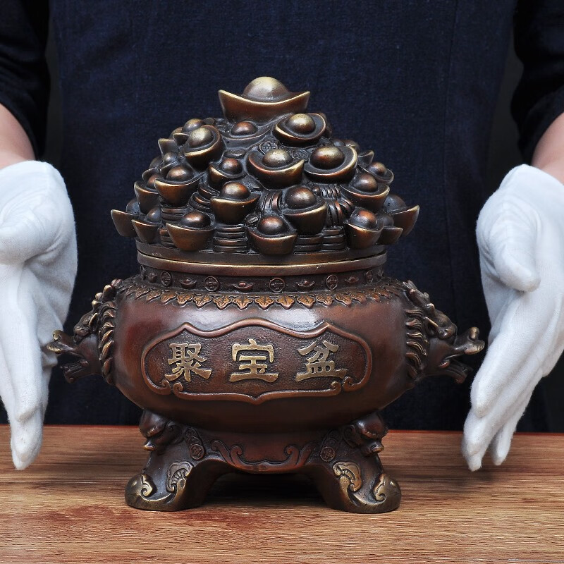 紫铜色聚宝盆摆件工艺品客厅装饰玄关摆设店铺开业礼品 紫铜色 8寸聚宝盆