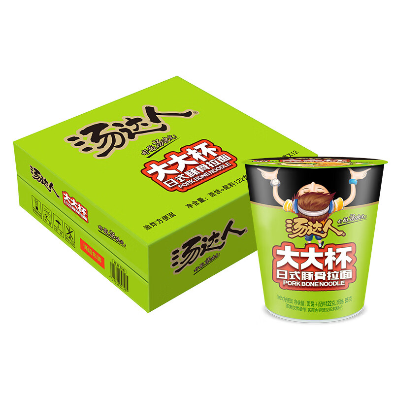 统一 汤达人大大杯 日式豚骨拉面122g* 12杯整箱批发新老包装随机发货