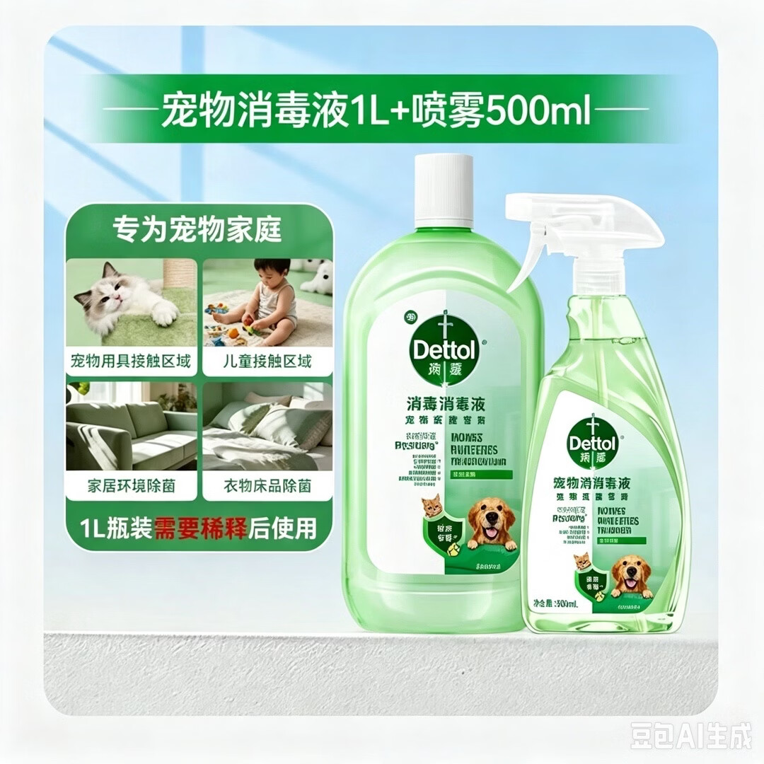 消毒液除菌杀菌安全无毒猫砂狗笼子清洁除臭祛味除菌滴露消毒喷雾 滴露宠物喷雾消毒液500ml 一瓶