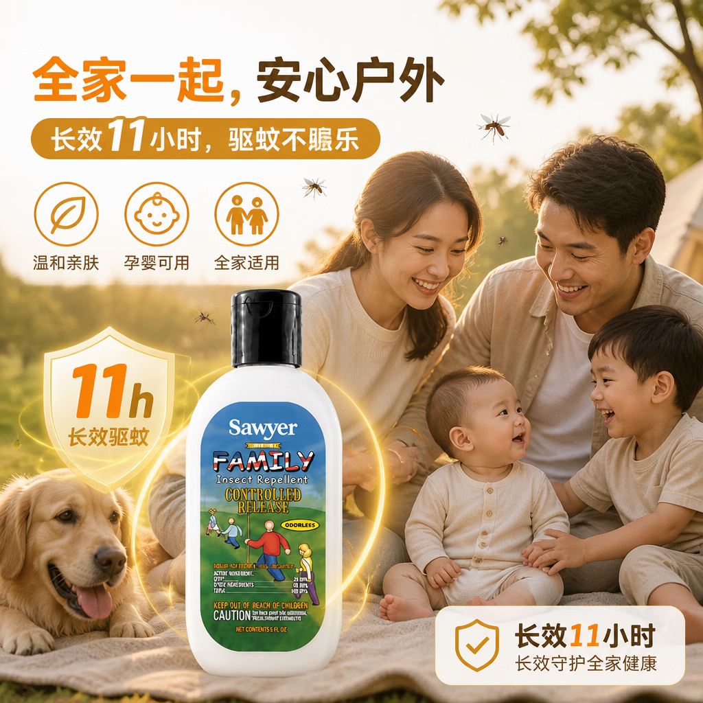 索耶正品驱蚊20%避蚊胺配方户外婴幼儿母婴长效驱虫乳 177毫升2瓶长效驱蚊