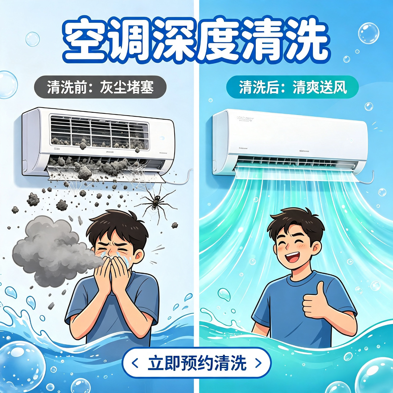 空调清洗上门服务 家电清洗 中央空调挂机柜机清洗  家政保洁上门服务 挂机1台 挂机单台清洗3台 上海 1小时 1次 京东折扣/优惠券